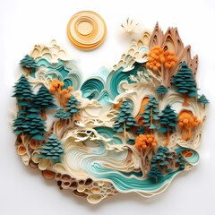 3d paper art in the style of landscape inspirations