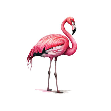 Flamingo watercolor paint