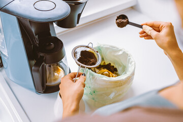 Throwing Away Used Coffee Ground