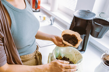 Throwing Away Used Coffee Ground