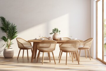 Fototapeta na wymiar A room mockup showcasing Scandinavian dining room design, Generative Ai
