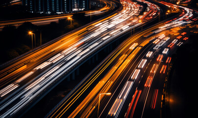 Fototapeta na wymiar traffic on a highway at night