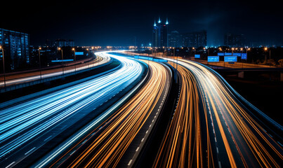Fototapeta na wymiar traffic on a highway at night