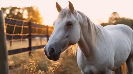 Obraz na płótnie Canvas A beautiful view of horse in close up. Generative AI.