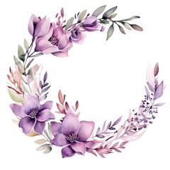watercolor floral frame , wreath, AI Generated