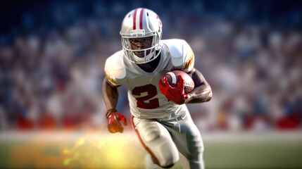 American Football Play: Player Running and Cutting with Ball