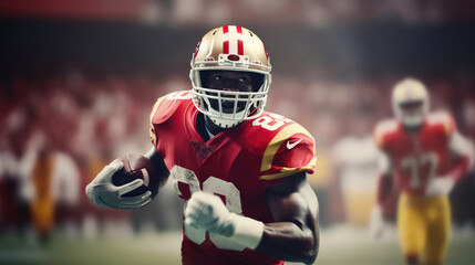 Epic Football Stadium Action: Player Making a Cutback