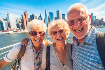 Joyful Retirees Embracing the Big Apple Adventure