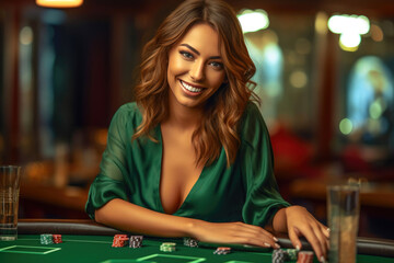 Gorgeous Gambler Celebrates Baccarat Victory