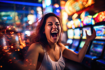 Winning Moment: Woman Rejoices at Mobile Casino