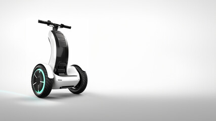 Hoverboard mit schönen Design in schwarz weiß präsentiert, ai, generativ