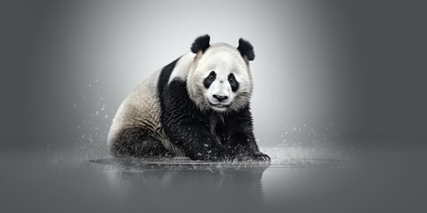 A beautiful view of panda bear. Generative AI.