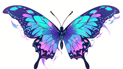 beautiful butterfly purple and turquoise vector, AI generation