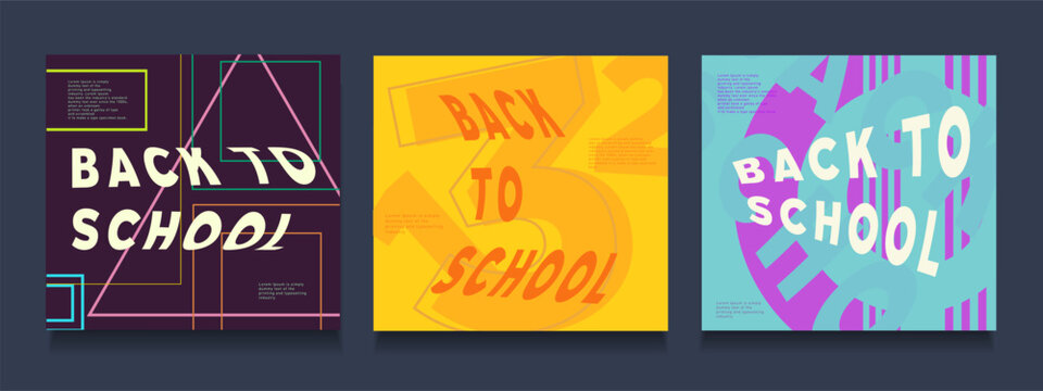 Back To School. Abstract Set Pattern In Retro Style Art 60s, 70s. 3d Background For Back To School, College, Education, Study Concept.  Template Vector Illustration For Cards, Banners, Ads, Branding. 