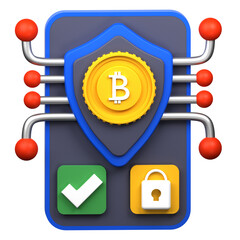 Secure Bitcoin 3D Illustration
