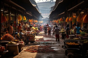 Fototapeta na wymiar Vibrant Traditional Indonesian Market, Generative AI