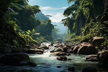 Breathtaking Indonesian Jungle Landscape, Generative AI
