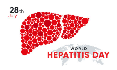 Creative design for World Hepatitis Day, icon, social media and poster. Vector illustration. July 28. Hepatic desease, cancer and cirrhosis abstract concept graphic.