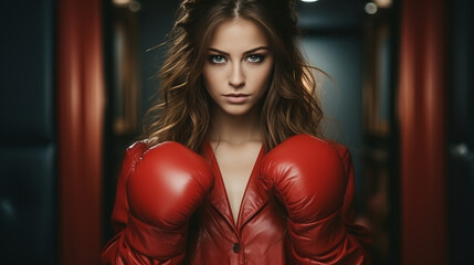 woman in boxing gloves