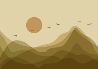 Contemporary aesthetic background with mountains landscape