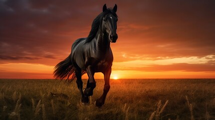 A beautiful view of horse in nature. Generative AI.