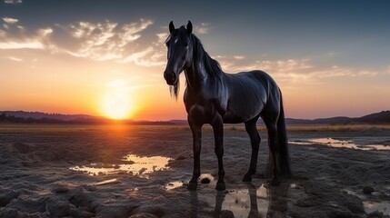 Obraz na płótnie Canvas A beautiful view of horse in nature. Generative AI.