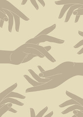 Aesthetic beige moved hands silhouette poster illustration