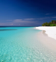 Beautiful beach on the Maldives exotic island. generative ai
