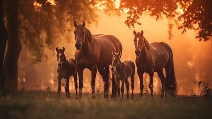 Fototapeta premium A beautiful view of horse in nature. Generative AI.
