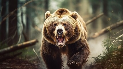 Fototapeta premium A beautiful view of bear in nature. Generative AI.