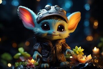 The cutest alien in the universe. Beautiful illustration picture. Generative AI