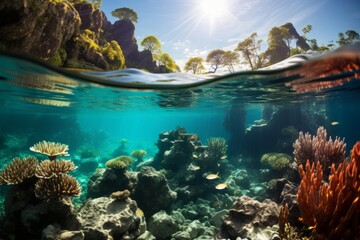 Fototapeta na wymiar Stunning Coral Reef in Raja Ampat, Generative AI
