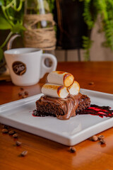 brownie with coffee