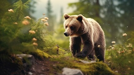 Fototapeta premium A beautiful view of bear in nature. Generative AI.
