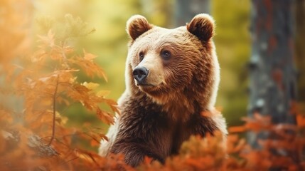 Fototapeta premium A beautiful view of bear in nature. Generative AI.
