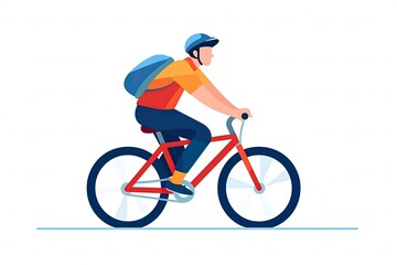 Obraz premium Young man riding bicycle with bag. cartoon illustration graphic design. generative ai