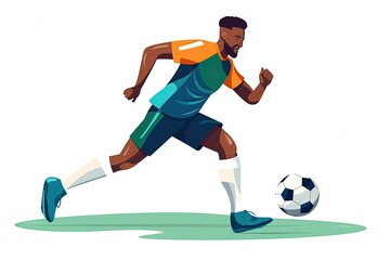 Obraz premium Football player kicks the ball. flat illustration isolated on white background. generative ai