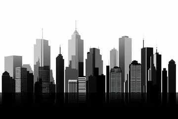 Obraz premium Modern City Skyline illustration. black city buildings isolated on white background. generative ai
