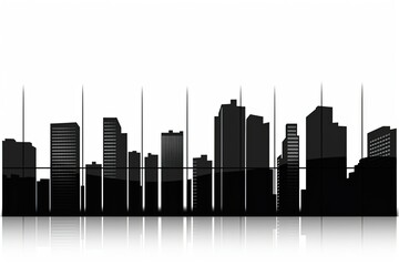 Fototapeta premium Cityscape with buildings silhouettes on white background. generative ai