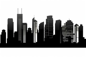 Fototapeta na wymiar Cityscape with buildings silhouettes on white background. generative ai