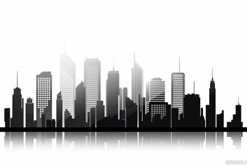 Fototapeta na wymiar City skyscrapers silhouette isolated on white background. generative ai