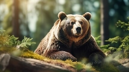 Obraz premium A beautiful view of bear in nature. Generative AI.