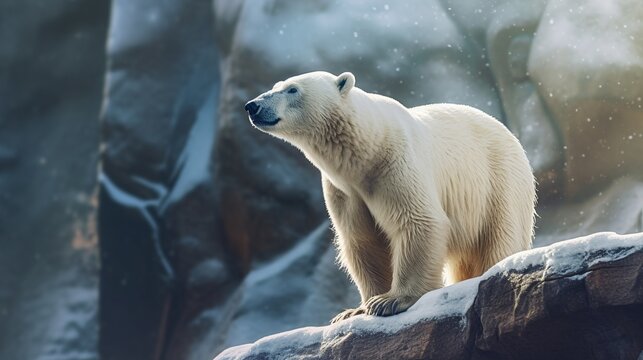 A beautiful view of polar bear. Generative AI.
