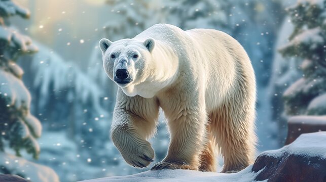 A beautiful view of polar bear. Generative AI.