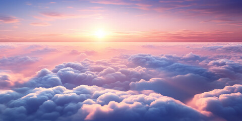 sunset above colorful clouds background made with Generative AI