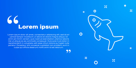 White line Shark icon isolated on blue background. Vector