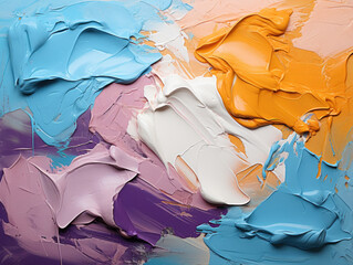 Closeup of rough, multicolored abstract art painting texture. Generative AI.