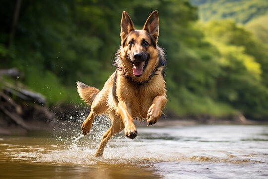 German Shepherd dog on the beach