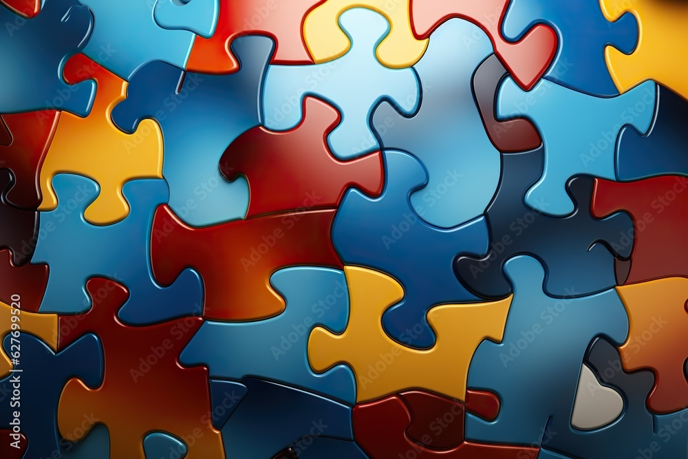 Poster abstract pattern resembling interlocking puzzle pieces symbol generative ai