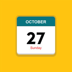 Obraz premium sunday 27 october icon with yellow background, calender icon